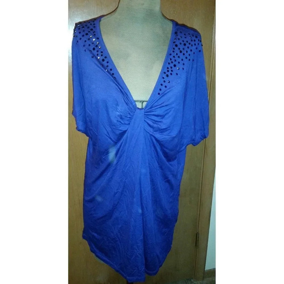 Exclusively for "A Pea In The Pod" Tops - Velvet Made Exclusively for "A Pea In The Pod" Purple Maternity Top Size Large